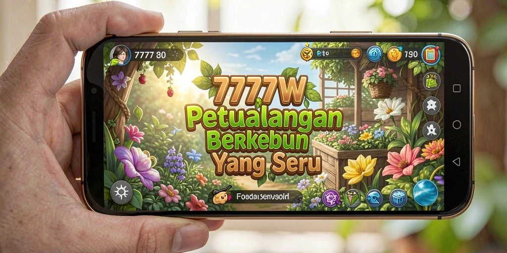Tangkapan layar dari gameplay seru 7777W dalam berkebun.