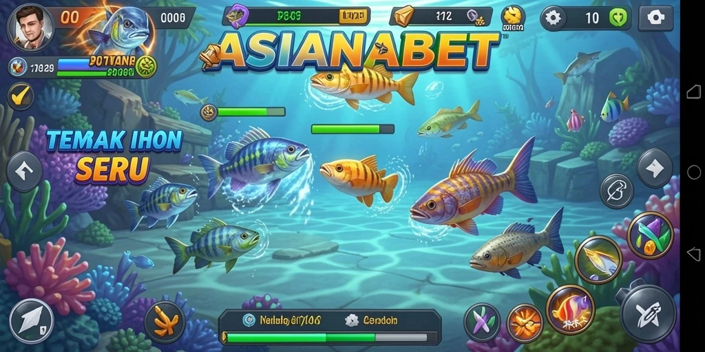 Gameplay seru menembak ikan di lautan biru.