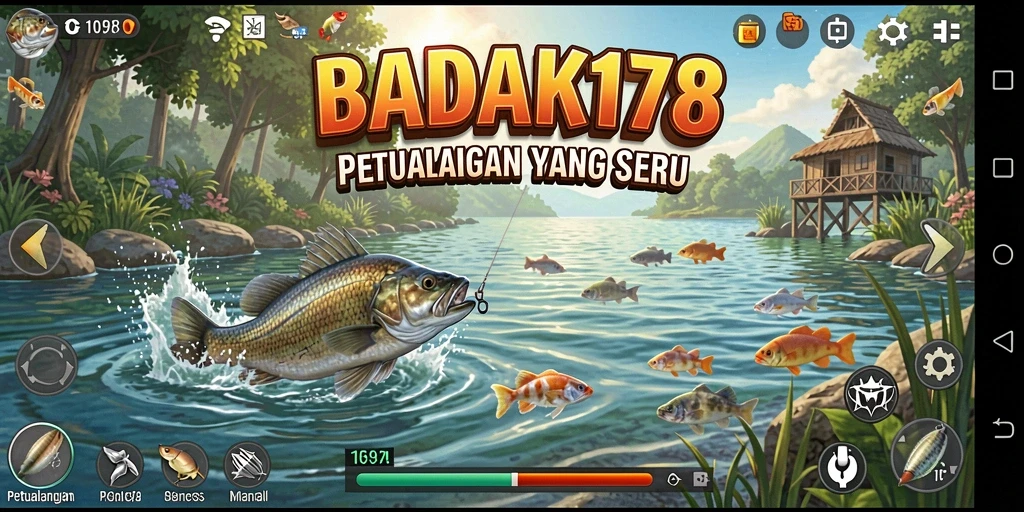 Tampilan gameplay memancing yang menarik di BADAK178.