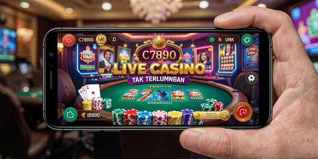 Screenshot gameplay C7890 menampilkan dealer dan interaksi pemain.