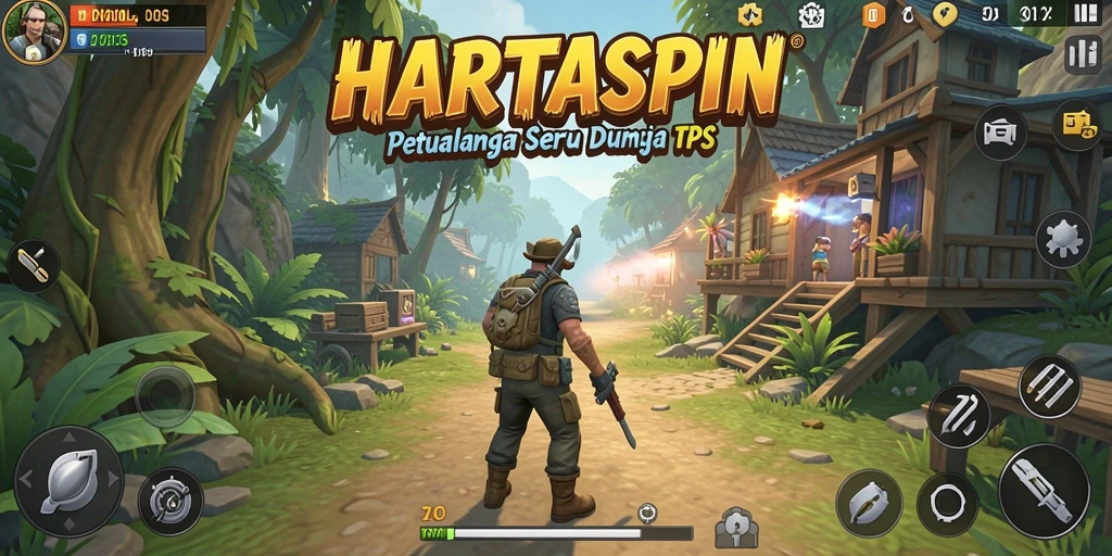 Tampilan gameplay HARTASPIN yang seru dalam TPS.