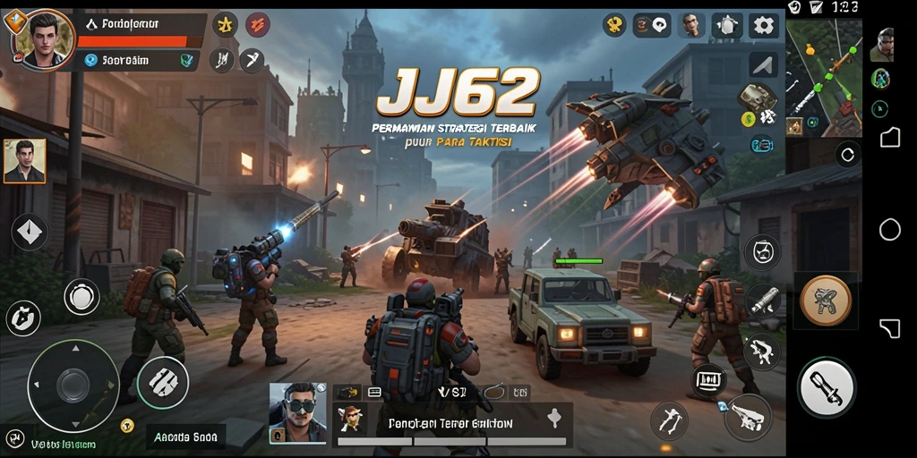Tampilan gameplay menegangkan dalam JJ62 yang penuh strategi.