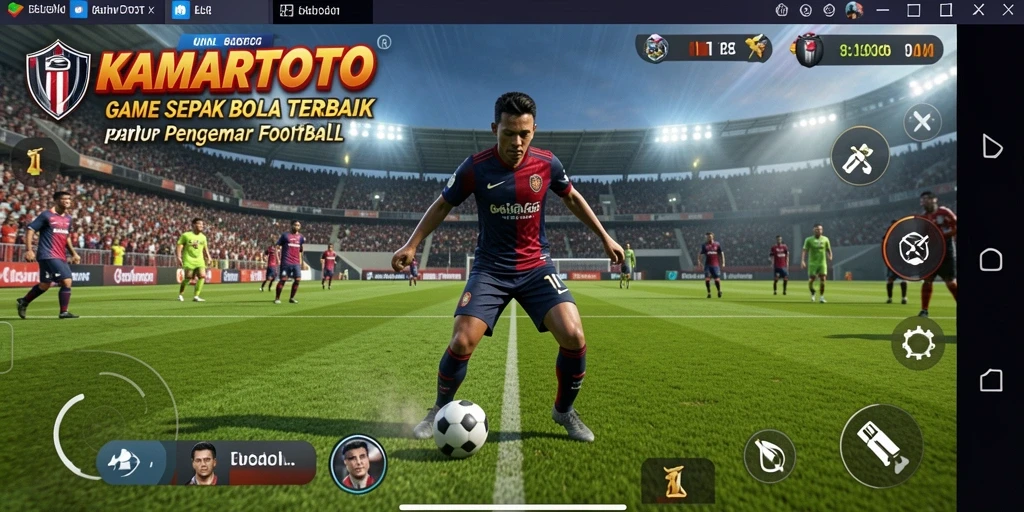 Tampilan gameplay seru di KAMARTOTO dengan aksi sepak bola yang menegangkan.