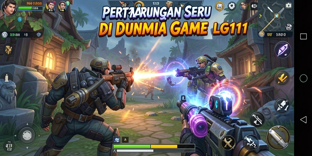Screenshot utama LG111 menampilkan aksi pertarungan seru antar karakter.