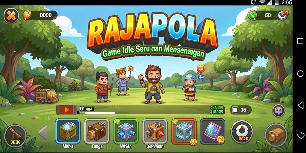 Screenshot gameplay RAJAPOLA dengan tampilan Idle yang menarik.