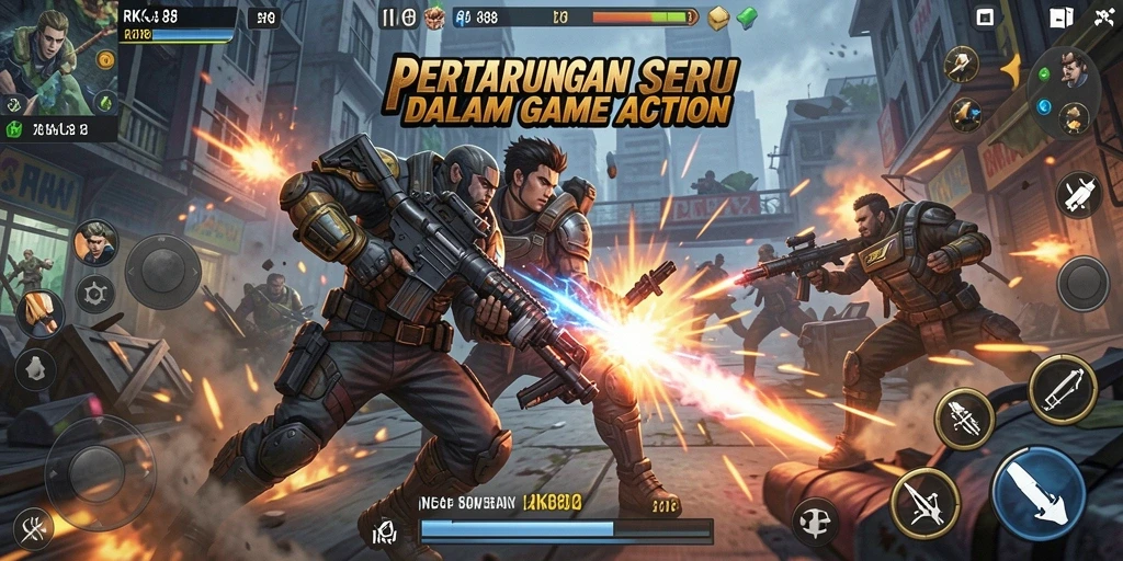 Gameplay intens RK88 yang menampilkan aksi seru dan karakter dinamis.