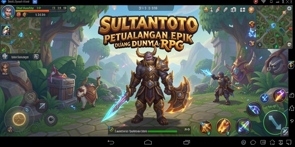 Screenshot gameplay menunjukkan pertarungan intens dan grafis yang menakjubkan dalam RPG.