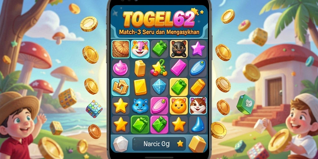Screenshot gameplay TOGEL62 yang menunjukkan aksi match-3 yang seru.