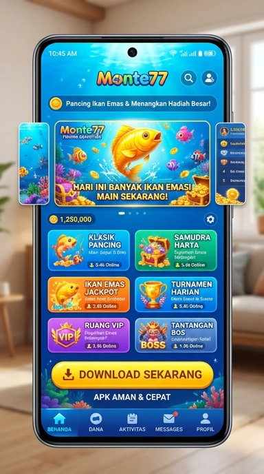 Screenshot pengunduhan aplikasi monte77 yang cepat dan efisien.